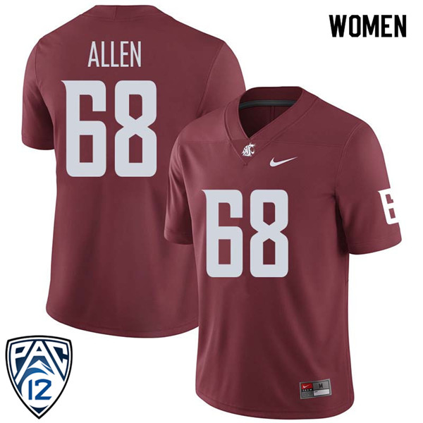 Women #68 Matthew Allen Washington State Cougars College Football Jerseys Sale-Crimson
